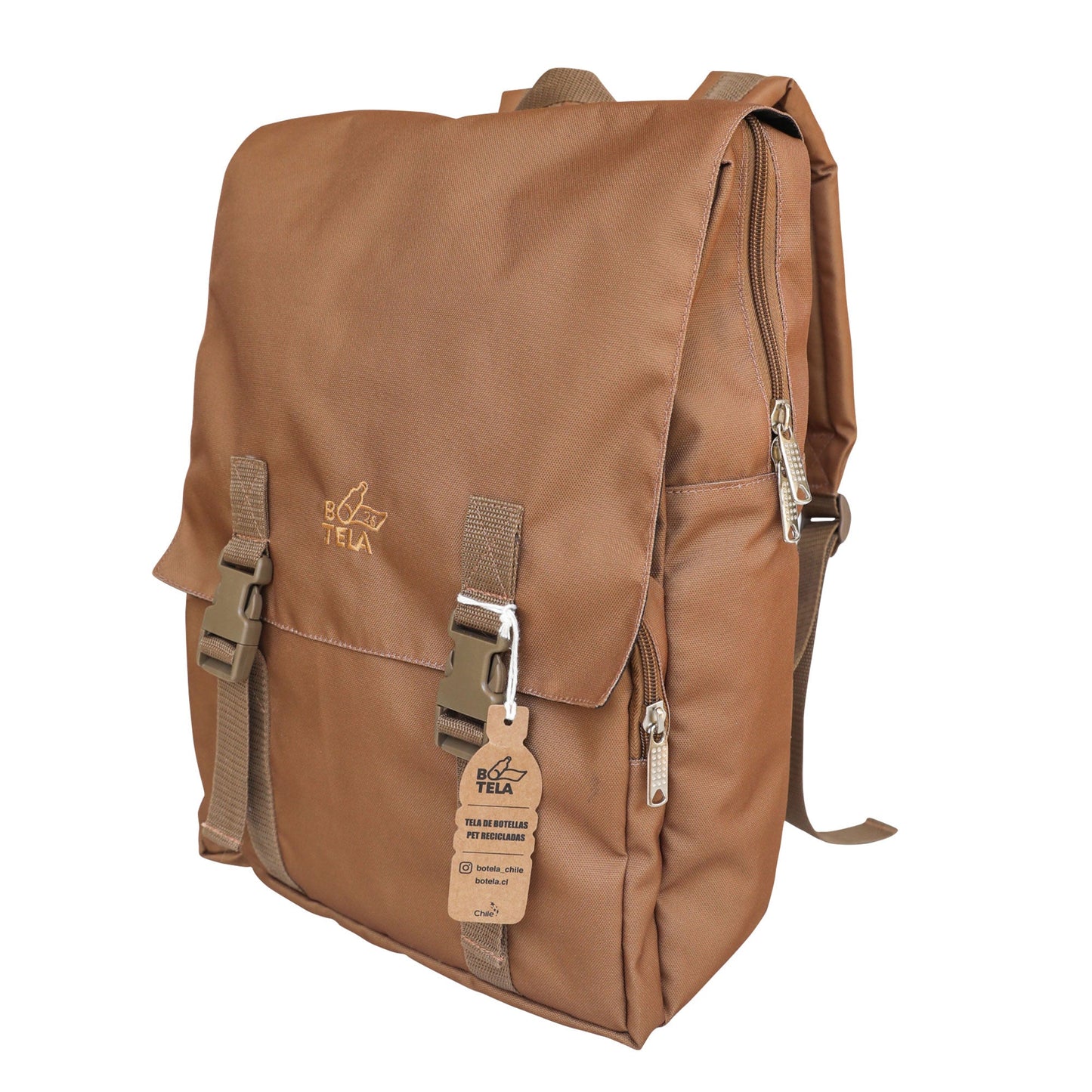 Mochila cuadrada sustentable para notebook 13" - 15.6" marrón claro