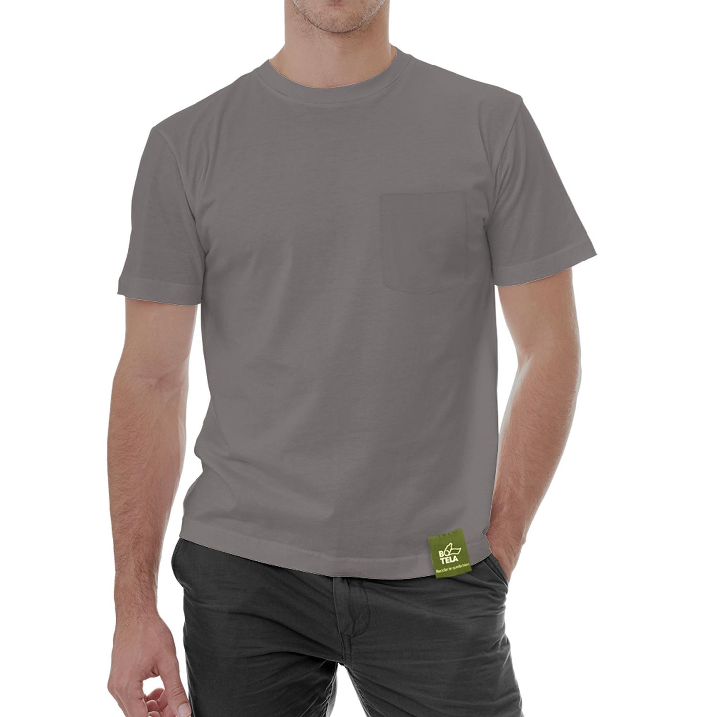 Remera sustentable hombre manga corta gris